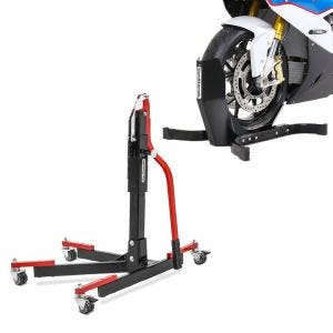 Set: Zentralständer ohne Adapterplatte rot heber Power-Evo + Wippe Easy Plus Vorderradwippe ständer bis 21" schwarz_1