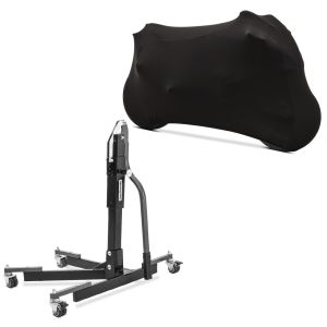 Set: Zentralständer ohne Adapterplatte grau heber Power-Evo + abdeckung Indoor M-L Stretch Garage in schwarz_1