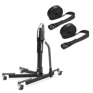Set: Zentralständer ohne Adapterplatte grau heber Power-Evo + Spanngurt Set Zurrgurte 150cm 2 Stück in schwarz_1