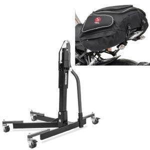 Set: Zentralständer ohne Adapterplatte grau heber Power-Evo + Hecktasche X50 Gepäcktasche hinten 50Ltr in schwarz_1