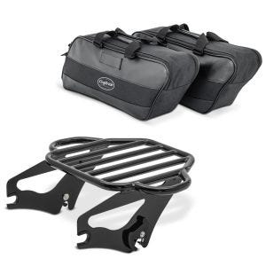 Set: Gepäckträger Harley Davidson Touring 09-20 KI abnehmbar in schwarz + Seitenkoffer Innentasche für Harley-Davidson Touring 94-20_1