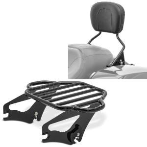 Sett: bagasjehylle egnet for Harley Davidson Touring 09-24 Craftride KI avtagbar i svart + sissy bar egnet for Harley Davidson Touring-modeller 09-24 Craftride i svart