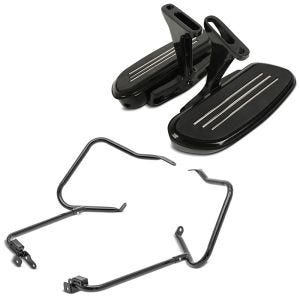 Sett: Passasjer løpebrett egnet for Harley Davidson Touring 93-24 Craftride CF2 med holder svart + bagasjeholder egnet for Harley Davidson Touring 14-24 med beskyttelsesstang svart Craftride