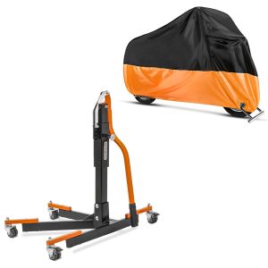 Sentralstativ uten adapterplate, oransje løfter Power-Evo + presenning XL deksel i sort-oransje