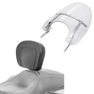 Set: Windschild Harley Davidson Road King 93-21 + Fahrer Rückenlehne für Harley Davidson Touring Modelle 1997-2020_1