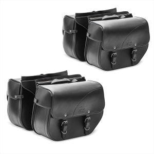 2x salvesker egnet for Honda Shadow VT 125 / 600 C Craftride Kentucky 30Ltr svart økonomisett