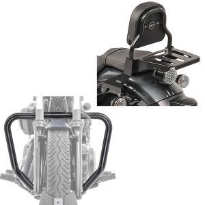 Set: Sissy Bar XS3 für Yamaha XV 950 / R 14-20 mit Gepäckträger schwarz + Sturzbügel Yamaha XV 950 / R Bolt 14-20 Motor Schutzbügel schwarz_1
