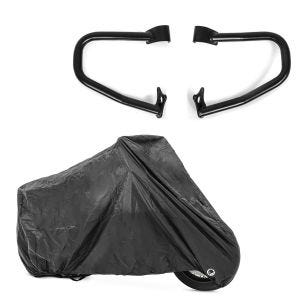 Set: Sturzbügel Indian Scout/ Sixty 15-21 schwarz + Abdeckplane XXL Abdeckhaube in schwarz_1
