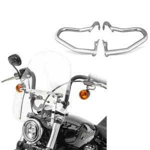 Set: Sturzbügel Indian Scout/ Sixty/Bobber 15-21 chrom + Windschild CW1 für Chopper Cruiser und Custombikes klar_1