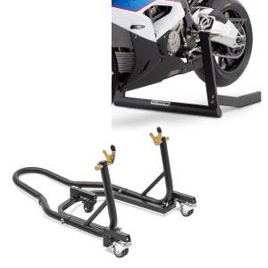Set: Zentralheber Center Pro Motorradständer in schwarz matt + Rangierhilfe Montageständer Hinterrad Mover 2 Racing schwarz matt_1