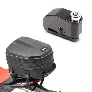 Set: Hecktasche für Beifahrersitz CRB Volumen variabel 14-22 L + Bremsscheibenschloss Alarm 120dB BS-Motoparts Diebstahlschutz schwarz_1