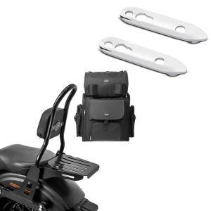 Set: Sissybar CSM + Tasche für Harley Dyna Street Bob 09-17, Low Rider S + Blinkerverlegung für Harley Dyna 91-17 Blinker hinten Versatz Kit_1