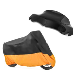 Set: Windschild Wave 9" für Harley- Electra-Street Glide 14-21 schwarz + Abdeckplane XXXL Abdeckhaube in schwarz-orange_1