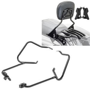 Set: Sissybar mit Gepäckträger XB und Montagekit für Harley Touring 14-21 + Kofferträger für Harley Touring 14-21 mit Schutzbügel schwarz_1