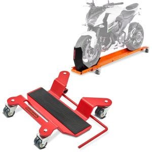 Set: Rangierschiene mit Wippe Smart Mover bis 450 kg in orange + Rangierhilfe für Hauptständer Easy Mover I bis 300kg in rot_1