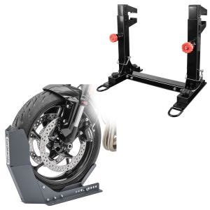 Set: Transportständer Easy-Fix Motorradwippe bis 21 Zoll grau + Motocross-Enduro Transportständer Safe-Lock für Anhänger, Transporter_1