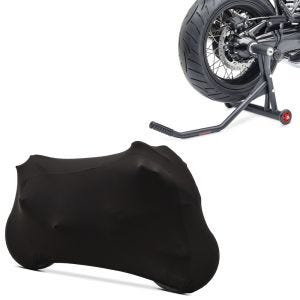 Set: Einarmständer BMW R NineT 14-20 Montageständer Single-Racing matt + Motorradabdeckung Indoor M-L Stretch Garage in schwarz_1