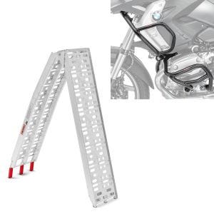 Sett: Crash bar sett L2 passer for BMW R 1200 GS 08-12 topp og bunn crash bar + adkomstrampe opp til 340 kg Alu-I sammenleggbar