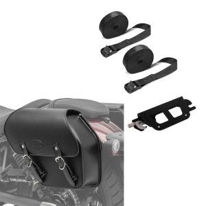 Set: Satteltasche für Honda Rebel 500 17-21 mit Halter links + Spanngurt Set Zurrgurte 150cm 2 Stück in schwarz_1