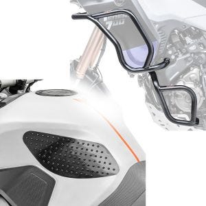 Set: Sturzbügel Set für Yamaha Tenere 700 19-21 oben und unten Schutzbügel + Tankpad seitlich Grip Pad M Seiten Tankpad Kniepad in schwarz_1