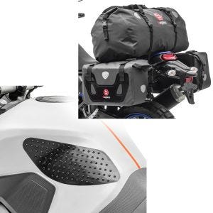 Set: Satteltaschen mit Hecktasche RB25 + XF80 Drybag Vol. 130L + Tankpad seitlich Grip Pad M Seiten Tankpad Kniepad in schwarz_1