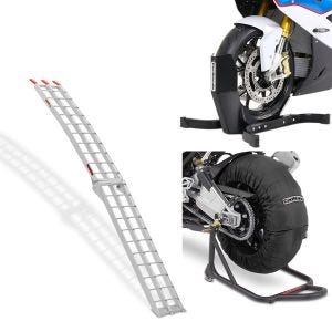 Set: Reifenwärmer Set Billown 60-80-95 °C für Vorderrad Hinterrad 17 Zoll + Auffahrrampe Alu CS2 + Motorradwippe Easy Plus klappbar max. 340kg_1