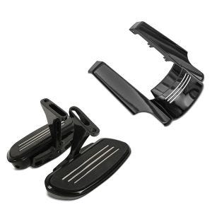 Set: Sozius Trittbretter Harley Touring 93-21 CF2 mit Halter schwarz + Kotflügelverlängerung hinten für Harley Touring 14-21_1