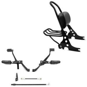 Set: Sissybar Harley Sportster 883 Iron 09-20 Fast Rider-M Gepäckträger + Vorverlegte Fußrastenanlage für Harley Sportster 883 Iron 14-20_1