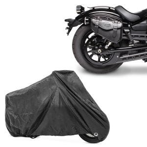 Set: Satteltasche rechts Arizona 3Ltr Seitentasche für Chopper schwarz + Abdeckplane XXL Abdeckhaube in schwarz_1