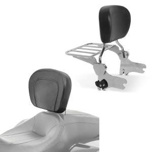 Set: Sissybar Harley Electra-Street-Road Glide, Road King 97-08 L + Fahrer Rückenlehne für Harley Touring Modelle 1997-2021_1