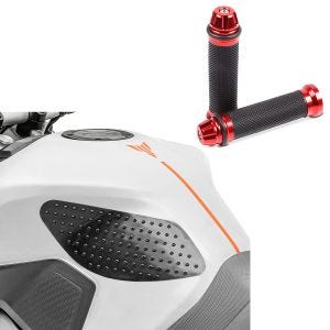 Sett: Tankpute side grip pad M side tank pad kne pad i svart + styregrep 2X 22mm rød