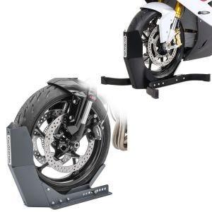 Set: Motorradwippe Easy-Plus Motorradständer bis 21 Zoll schwarz-matt + Transportständer Easy-Fix Motorradwippe bis 21 Zoll grau_1