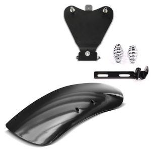 Set: Grundplatte für Bobber-Solositze mit Barrel-Federn + Metall Front Fender Kurz für Harley Sportster Forty Eight 48 /Special_1