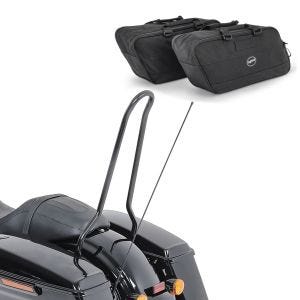 Set: Sissybar für Harley Davidson Touring 14-21 SP schwarz + Koffer Innentaschen für Harley- Touring 94-21 BG1 Paar_1