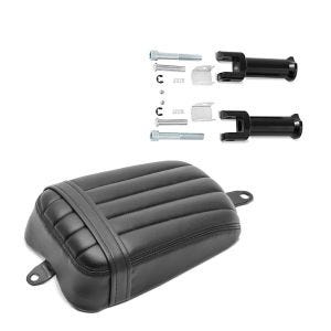 Set: Soziussitz für Harley Softail Street Bob / Standard 18-20 Stripe + Sozius Fussrasten-Halter für Harley Softail Street Bob 18-20 schwarz_1