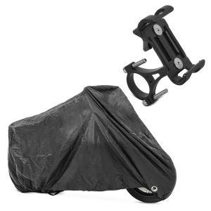 Set: Abdeckplane XXL Abdeckhaube in schwarz + Smartphonehalter SH5 für Lenker Handyhalter Aluminium Halterung_1
