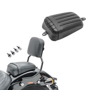Set: Sissybar R1 für Harley Softail Street Bob 18-20 mit Docking Kit + Soziussitz für Harley Softail Street Bob / Standard 18-20 Stripe_1
