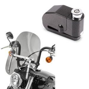 Set: Windschild CW1 für Chopper / Cruiser / Custombikes dunkel getönt + Bremsscheibenschloss Alarm 120dB BS-Motoparts Diebstahlschutz schwarz_1