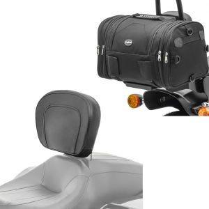 Set: Fahrer Rückenlehne für Harley Davidson Street Glide 06-20 + Hecktasche für Harley Street Glide / Special Gepäckrolle RB1 24-30Ltr_1