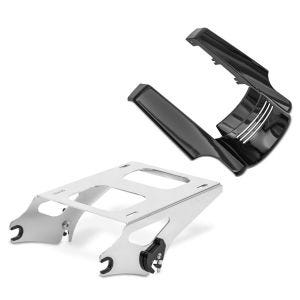 Sett: Topcase bærer dobbelt sete egnet for Harley Davidson Touring 14-24 krom Craftride + bakskjermforlengelse egnet for Harley Davidson Touring 14-24 Craftride