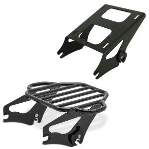 Sett: bagasjehylle egnet for Harley Davidson Touring 09-24 Craftride KI avtagbar i svart + toppkoffert bærer dobbelt sete egnet for Harley Davidson Touring 14-24 svart Craftride