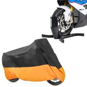 Sett: Motorsykkel rocker Easy Plus fronthjul rocker motorsykkel stativ opp til 21" svart + presenning egnet for chopper / custom sykkel Classic Custom Special XXXL - oransje CB39632