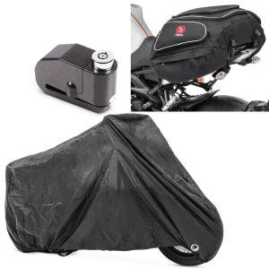 Set: Hecktasche X50 Gepäcktasche hinten 50Ltr in schwarz + Set Abdeckplane XXL + Alarm Bremsscheibenschloss Faltgarage_1