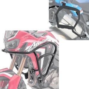 Sett: bagasjeholder egnet for Honda Africa Twin CRF 1000 L 18-19 Bagtecs SLP for aluminiumskofferter og salvesker + kåpebeskyttelsesstang XL egnet for Honda Africa Twin CRF 1000 L 16-19 tank crash bar på toppen