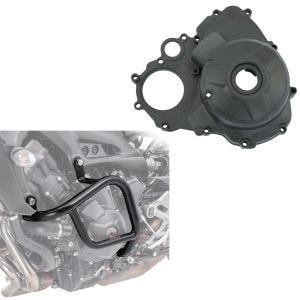 Set: Sturzbügel Yamaha MT-09 / Tracer / XSR 900 13-20 Schutzbügel Motoguard schwarz + Motordeckel für Yamaha MT-09 13-20 Limadeckel Craftride grau_1