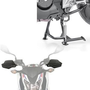 Sett: Hovedstativ med ABE Honda NC 700 S 12-13 NC 750 S 15-20 senterstativ ConStands i sort + håndbeskyttere egnet for Honda NC 700 S / X 12-13 håndbeskyttere Motoguard L