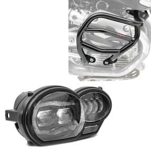Set: LED Scheinwerfer für BMW R 1200 GS 04-12 Hauptscheinwerfer mit ECE Lumitecs QL4 + Sturzbügel XL für BMW R 1200 GS 04-12 Motoguard Schutzbügel_1