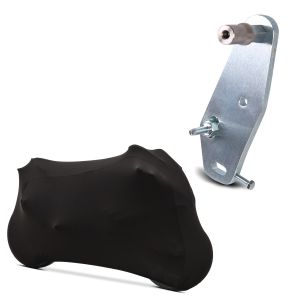 Set: Adapterplatte für ConStands Power BMW S 1000 RR 2014 + Motorradabdeckung für BMW R 850 R / S 1000 R / RR Craftride Indoor M-L schwarz_1