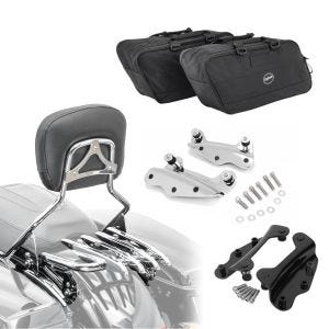 Set: Sissybar mit Gepäckträger XB + Montagekit + Seitenkoffer Innentaschen für Harley Touring 09-13 chrom Craftride + 4-Punkt-Montagekit für Harley Davidson Touring Modelle 2009-2013 schwarz Craftride_1