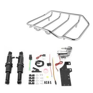 Set: Luftfederung Fahrwerk Harley Davidson Road King 94-21 Craftride Air Ride schwarz + Gepäckträger für Harley-Davidson Road King chrom Craftride_1